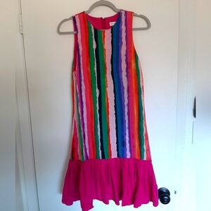 Amazing Vintage Sleeveless Silk Rainbow Drop Waist Dress - Anne Crimmins